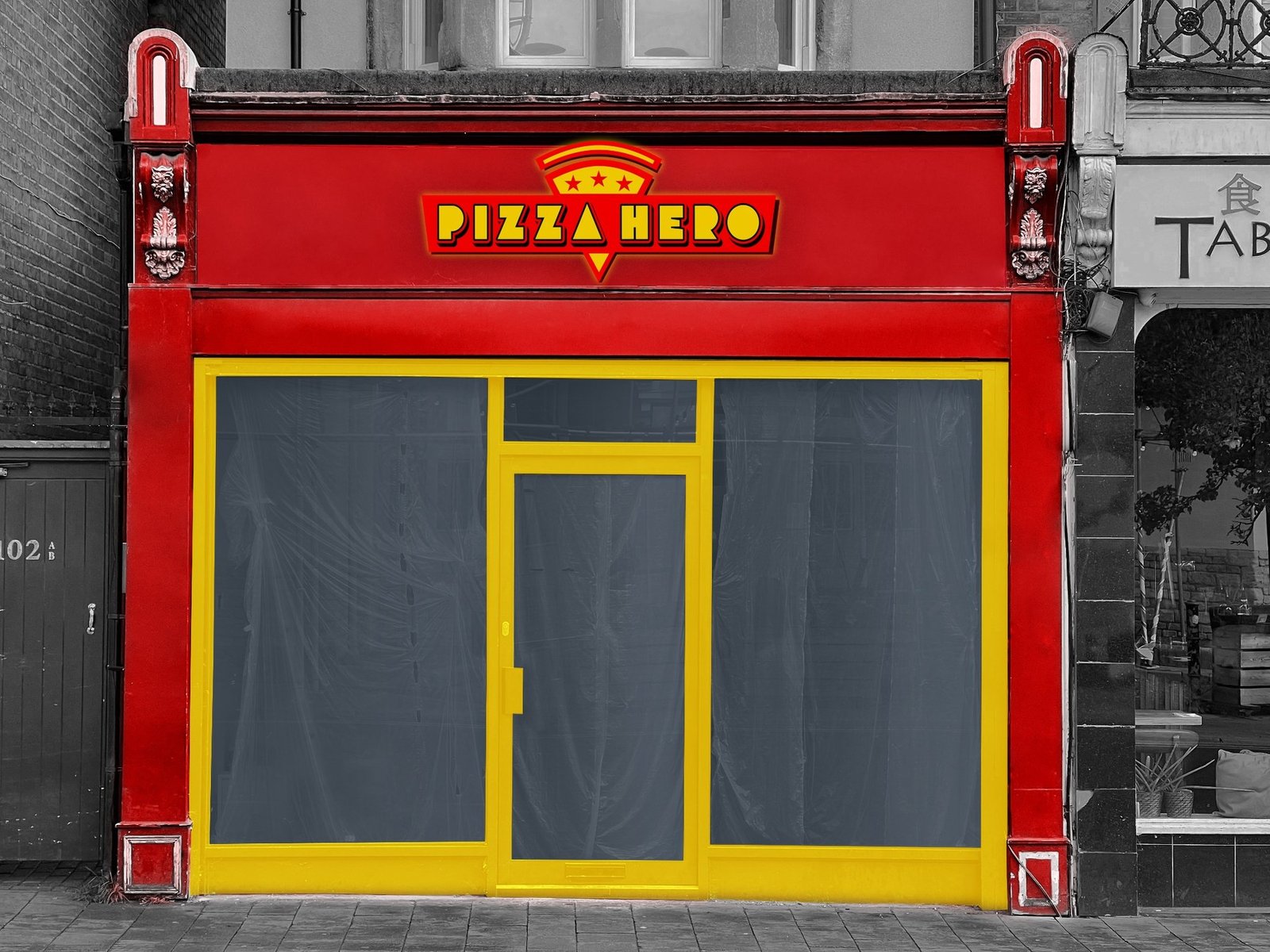 Pizza Hero signage mockup