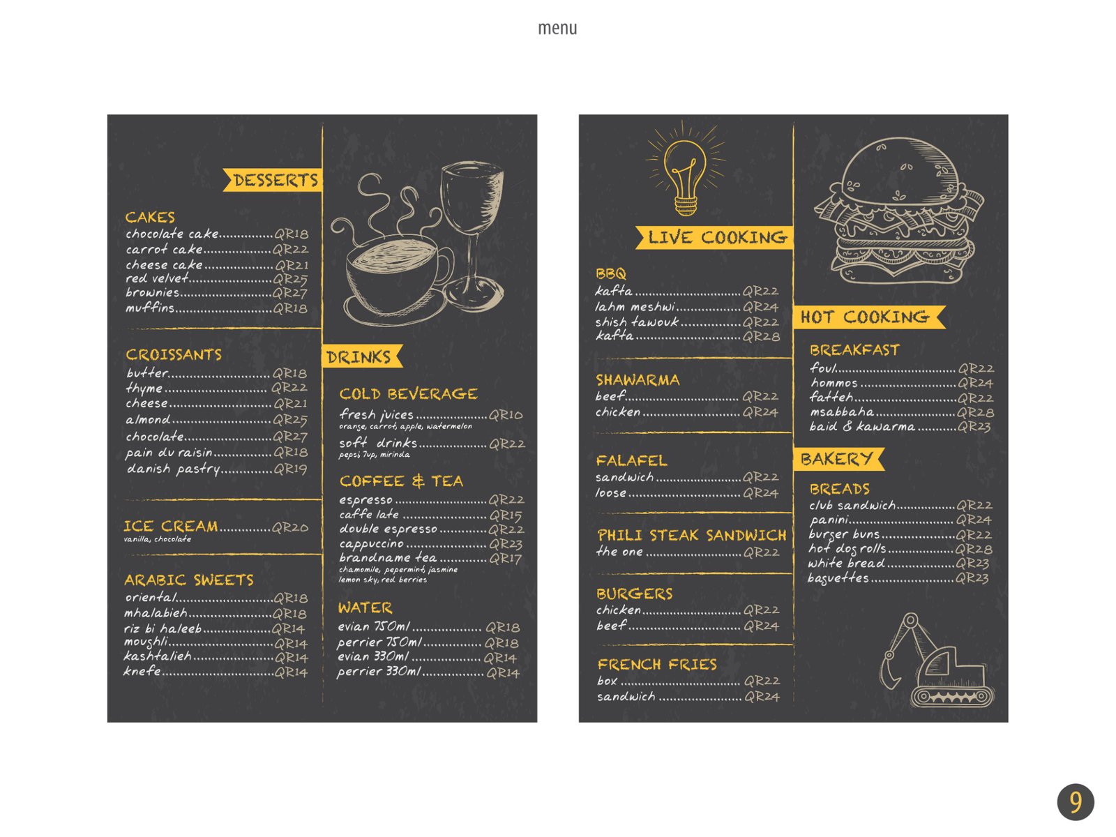 Sandwich Factory menu spread
