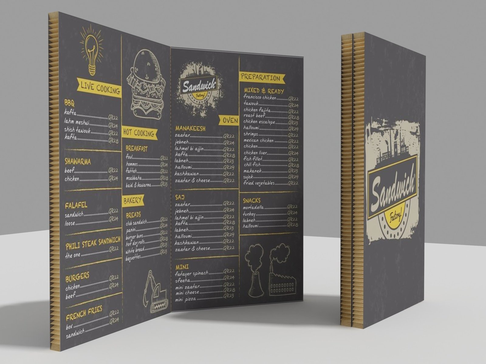 Sandwich Factory menu mockup